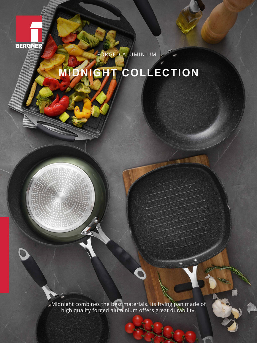 NEW Bergner Midnight Series Stainless Steel 9.5 Frypan